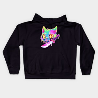 Psychedelic Rave Cat EDM Trippy Festival Kids Hoodie